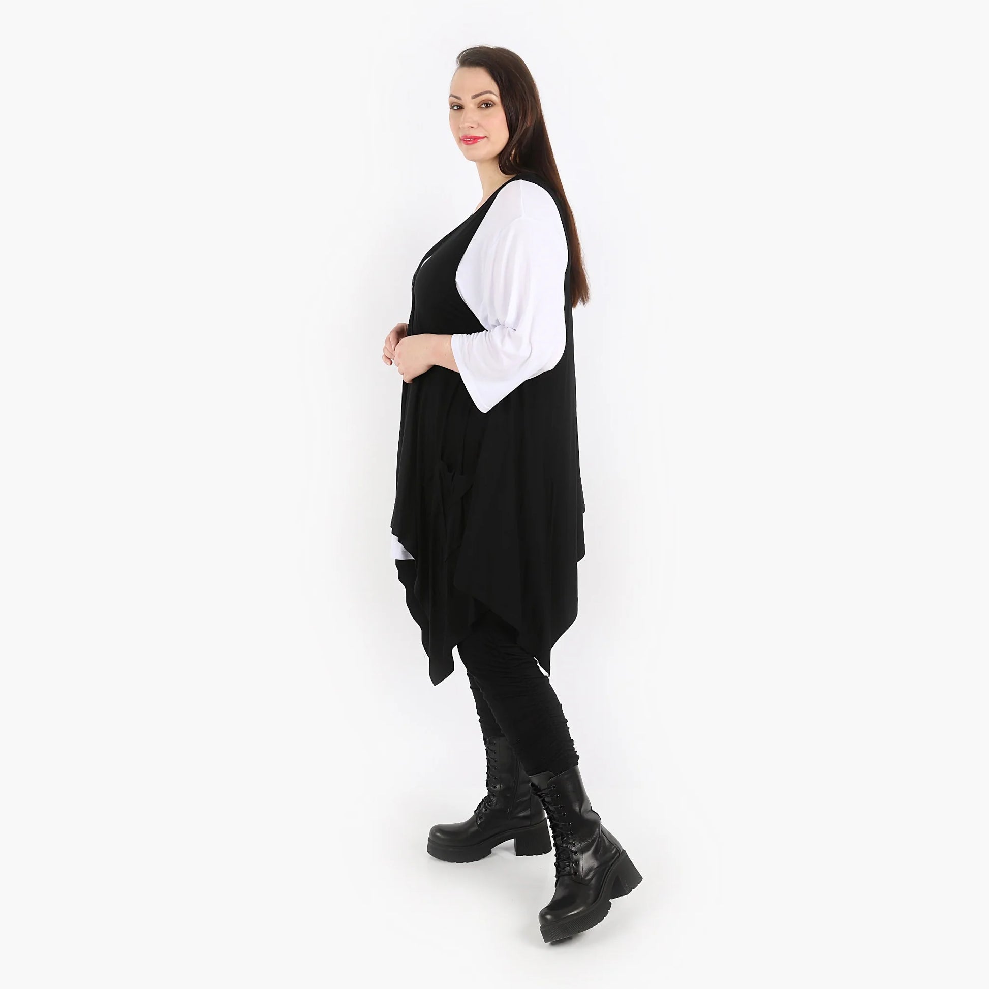  A-Form Weste von AKH Fashion aus Viskose, 1312.00110, Schwarz, Unifarben, Schick, Modern