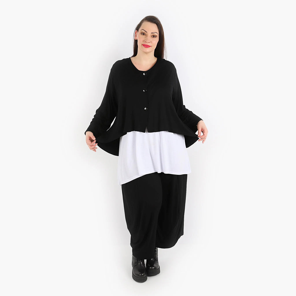  AKH Fashion Jacke in gerundeter Form, aus Viskose, 1312.00130, Schwarz, Schick, Modern