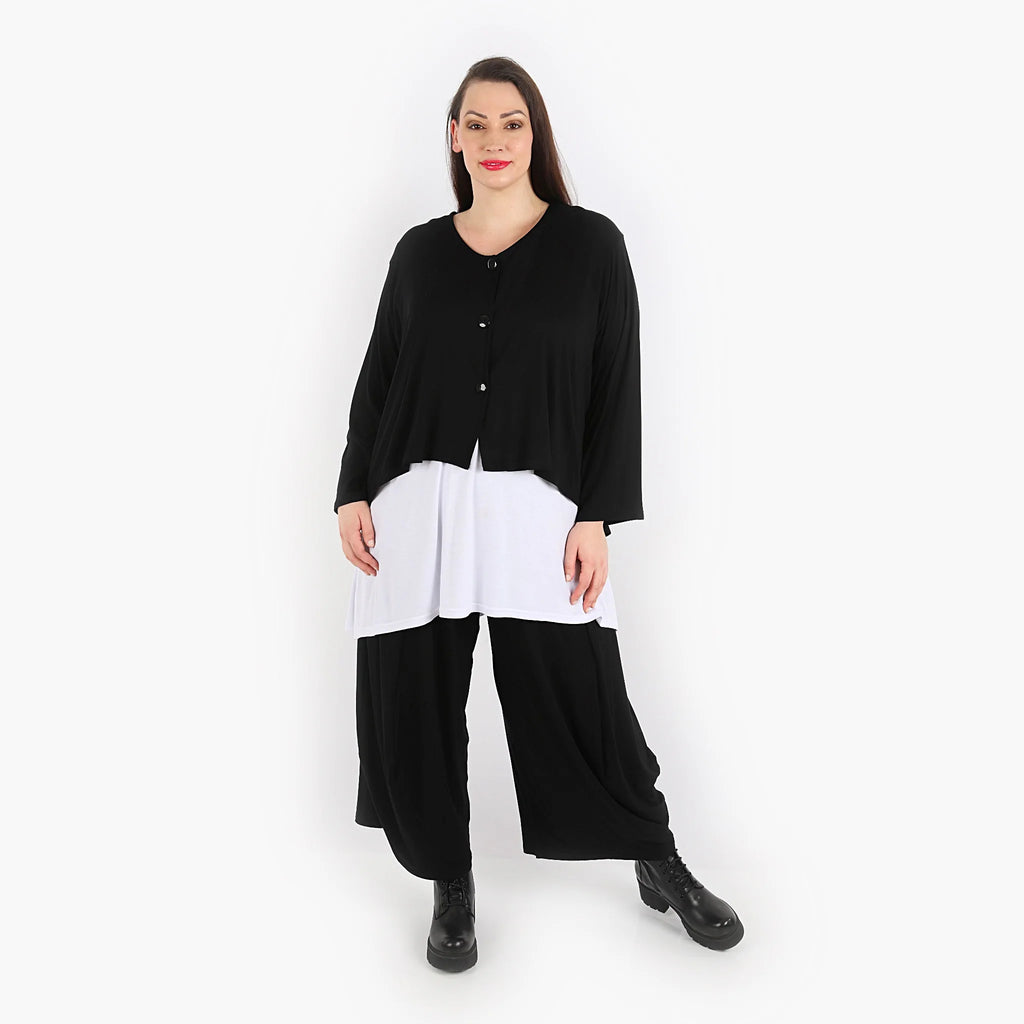  AKH Fashion Jacke in gerundeter Form, aus Viskose, 1312.00130, Schwarz, Schick, Modern