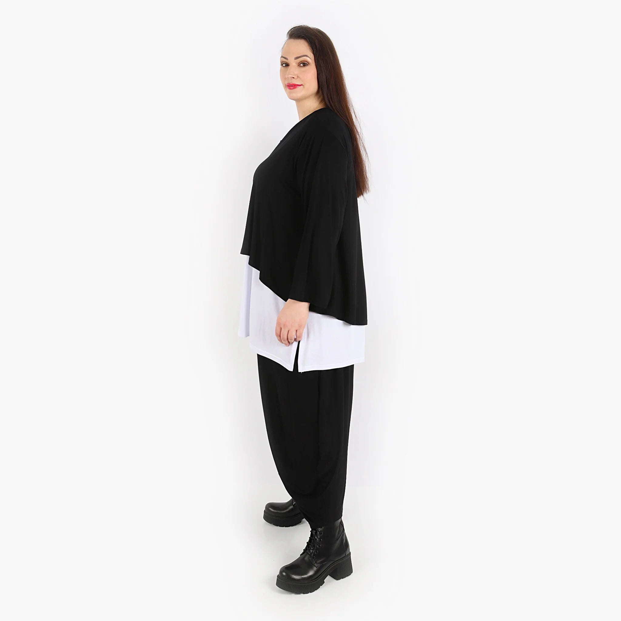  AKH Fashion Jacke in gerundeter Form, aus Viskose, 1312.00130, Schwarz, Schick, Modern