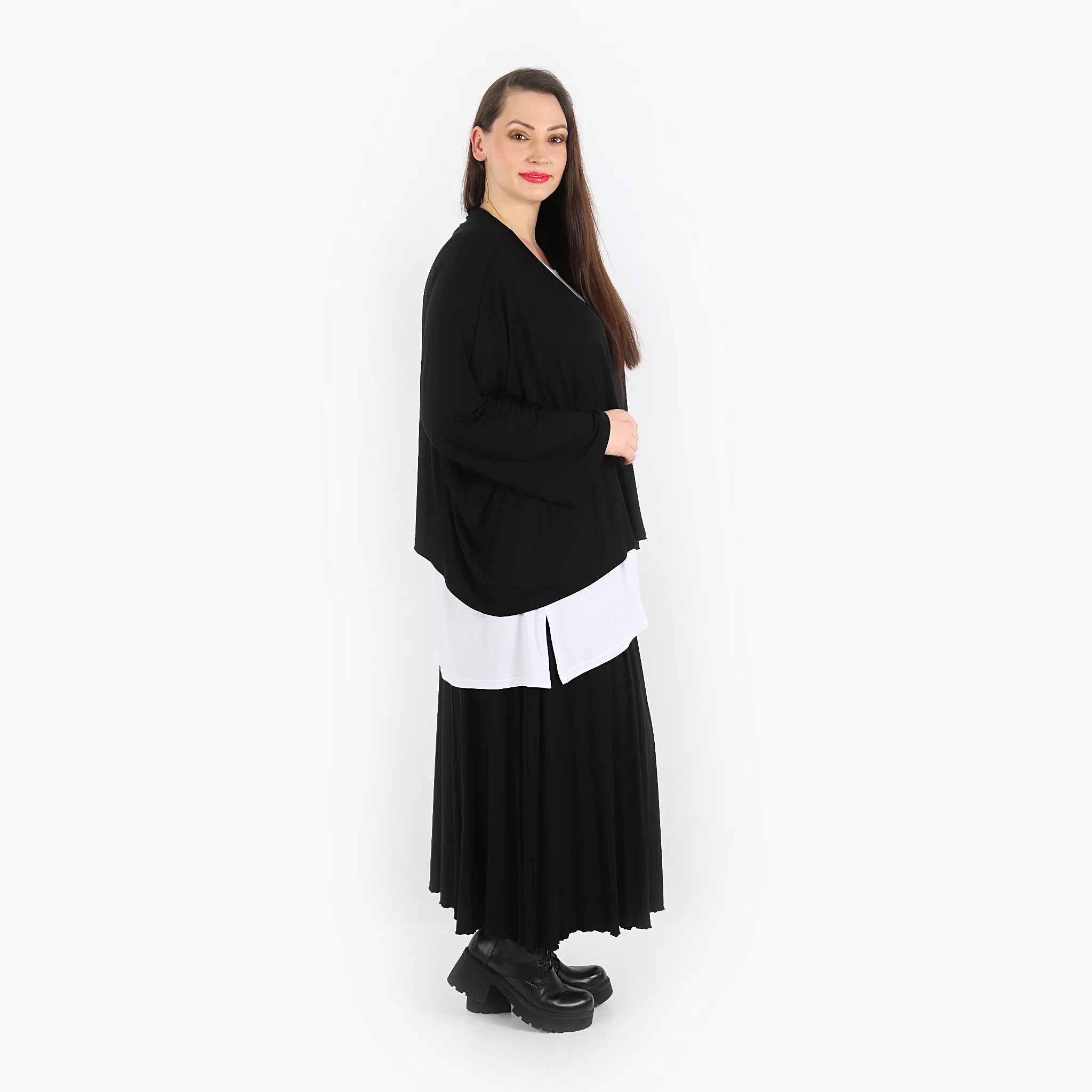  AKH Fashion Rock in gerundeter Form, aus Viskose, 1312.00136, Schwarz, Schick, Modern