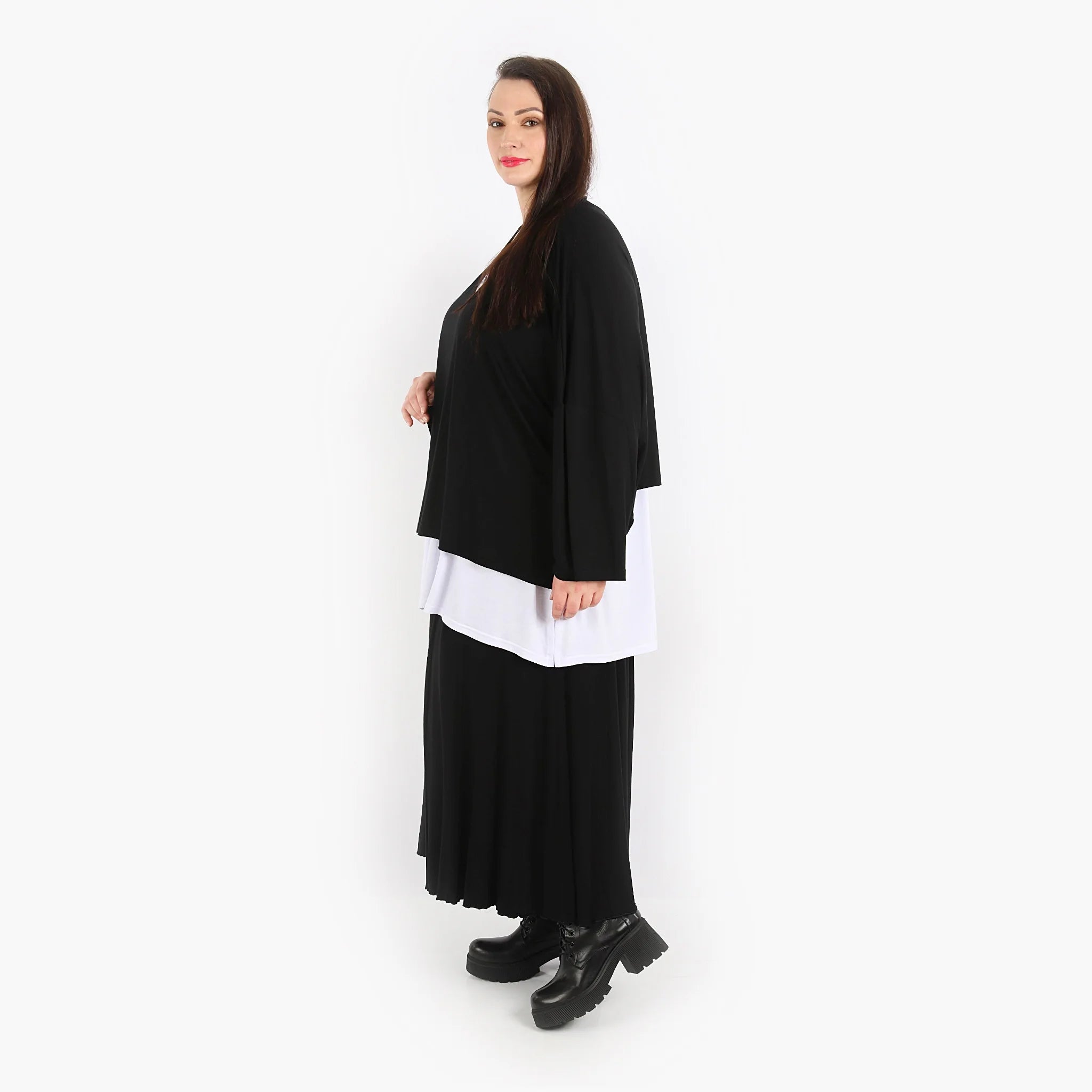  AKH Fashion Rock in gerundeter Form, aus Viskose, 1312.00136, Schwarz, Schick, Modern