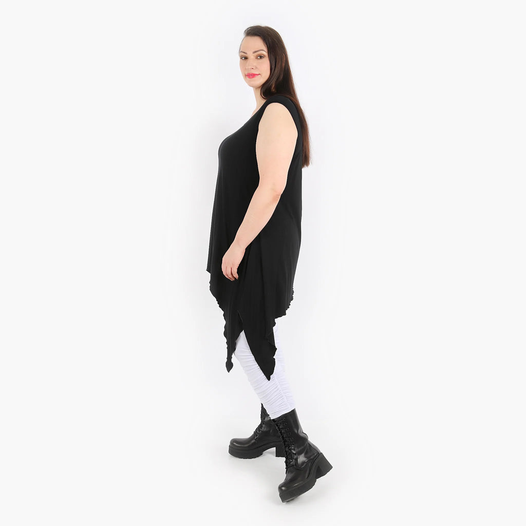  Zipfel Top von AKH Fashion aus Viskose, 1312.01975, Schwarz, Schick, Modern, Bequem