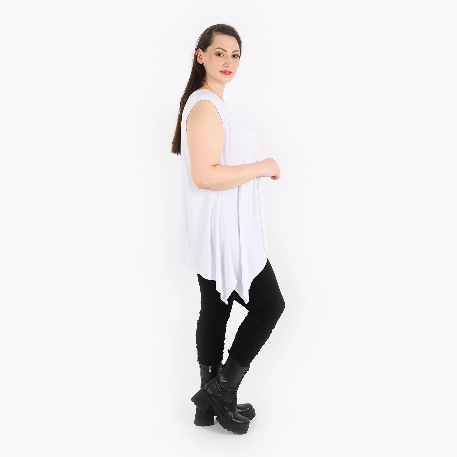  A-Form Top von AKH Fashion aus Viskose, 1312.03071, Weiß, Unifarben, Ausgefallen, Modern