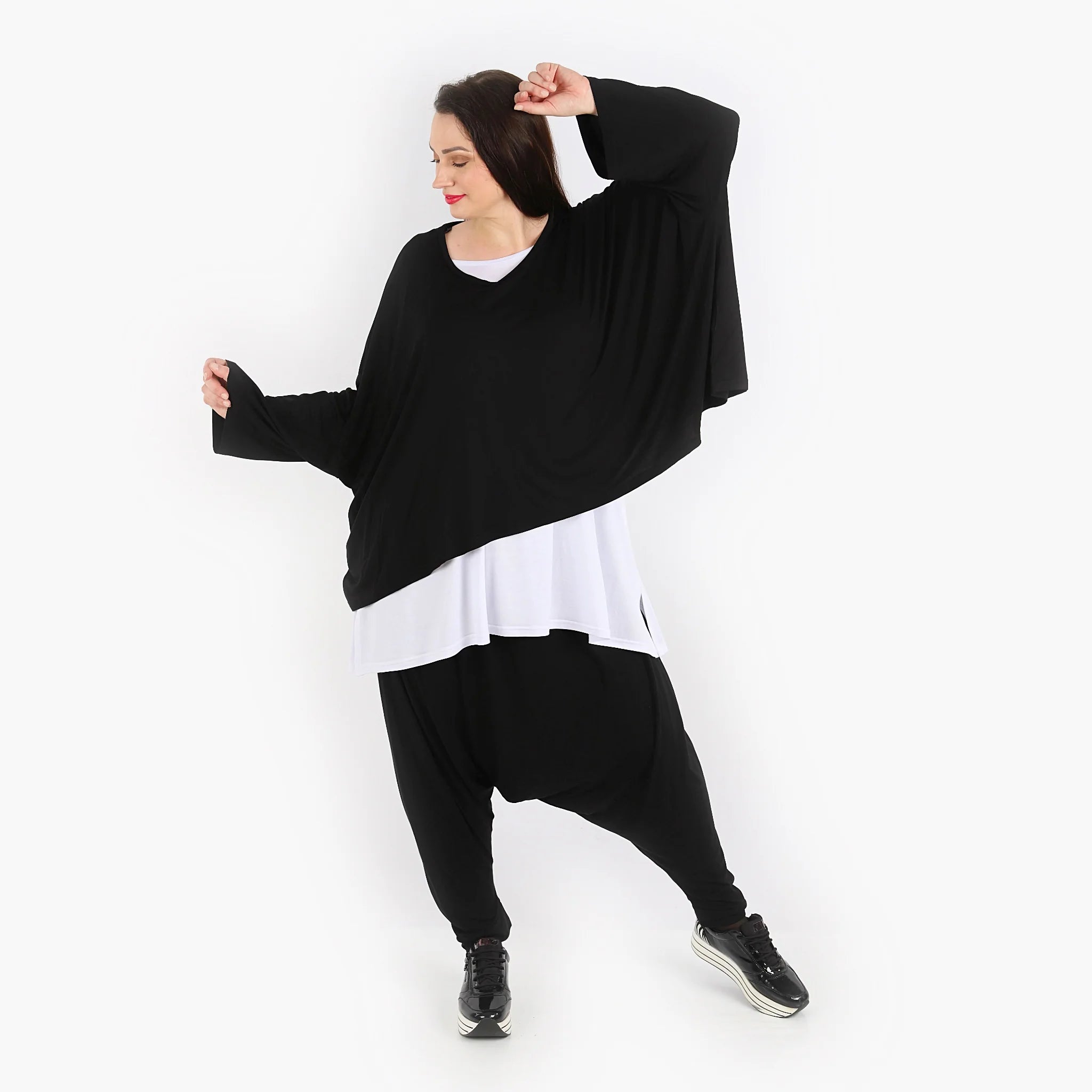  AKH Fashion Überwurf in kastiger Form, aus Viskose, 1312.06048, Schwarz, Schick, Modern