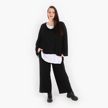  Hose von AKH Fashion aus Viskose in gerader Form, 1312.06852, Schwarz, Unifarben, Schick