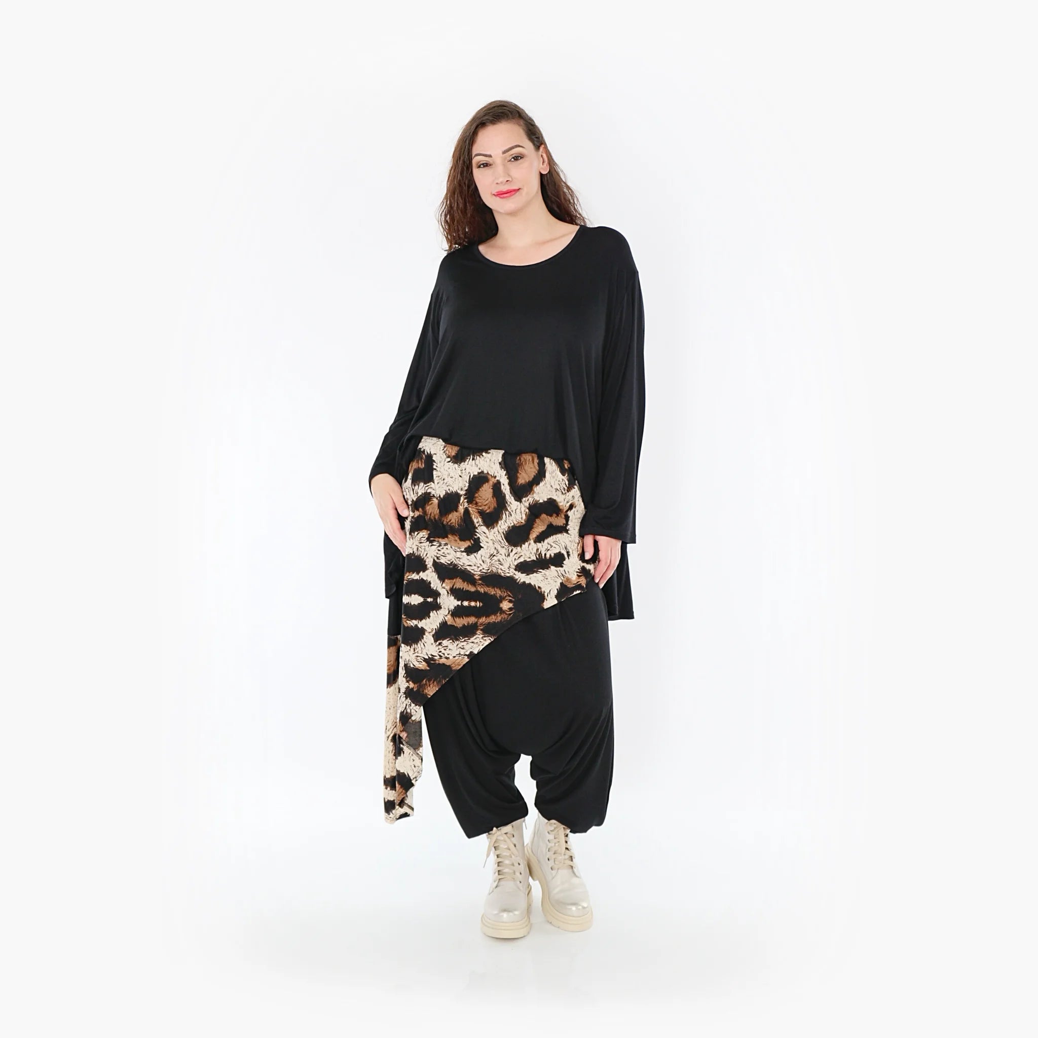  Haremshose von AKH Fashion aus Viskose, 1369.06992, Beige-Schwarz-Braun, Leopard, Schick
