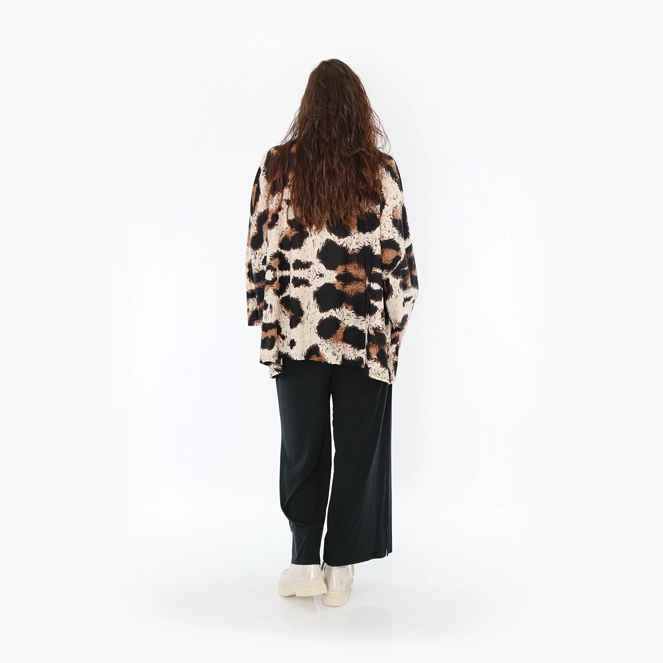  AKH Fashion Bigshirt in kastiger Form, aus Viskose, 1369.06993, Beige-Schwarz-Braun, Leopard