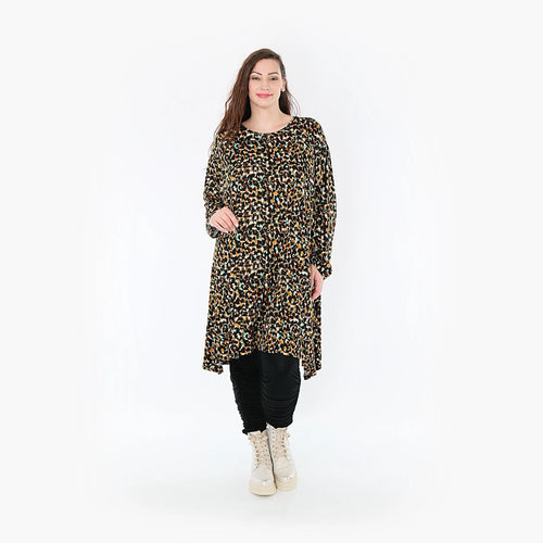  A-Form Bigshirt von AKH Fashion aus Viskose, 1370.02666, Schwarz-Braun-Grün, Animal, Schick