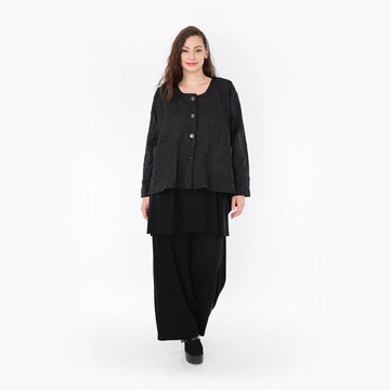  Elegante A-Form Jacke in modernem Schwarz aus feiner Viskose für einen zeitlosen Look