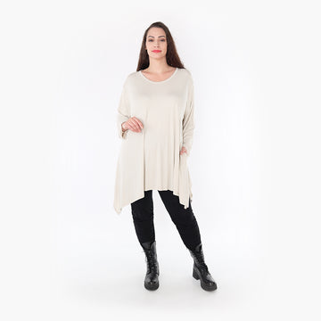  A-Form Shirt in zeitlosem Beige mit praktischen Taschen für bequemen Lagenlook in Plus Size