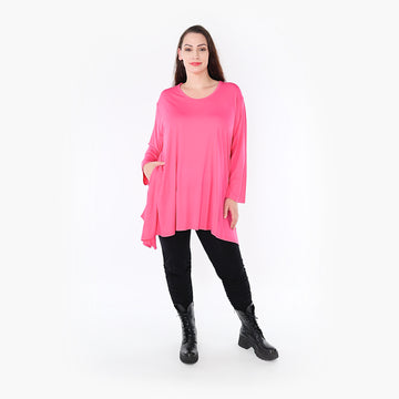  A-Form Shirt von AKH Fashion aus Viskose, 1233.1019L, Fuchsia, Unifarben, Schick, Modern