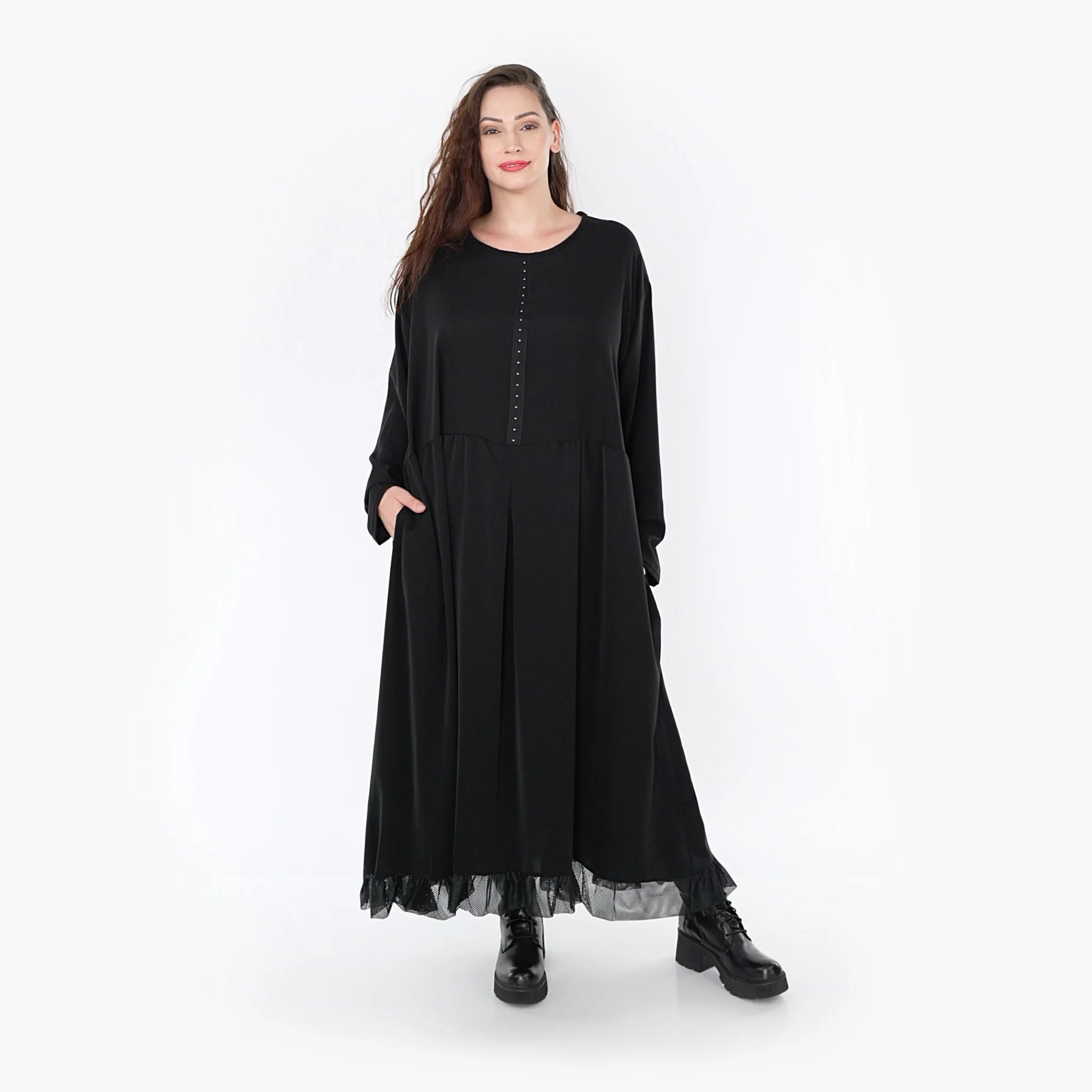  Ballonkleid von AKH Fashion aus Viskose, 1325.06984, Schwarz, Unifarben, Schick, Modern