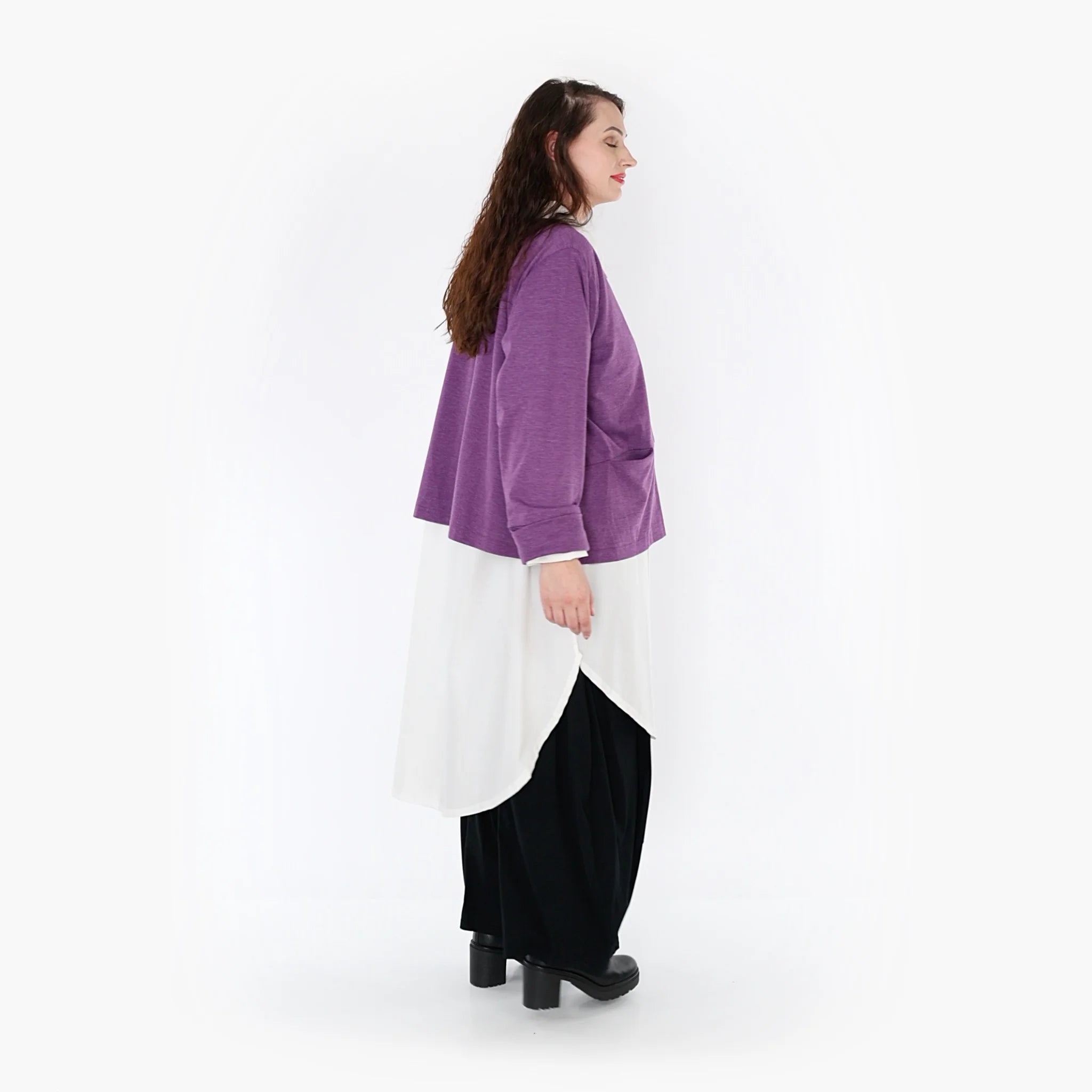  AKH Fashion Jacke in gerader Form, aus Viskose, 1329.02149, Lila-Weiß, Schick, Modern
