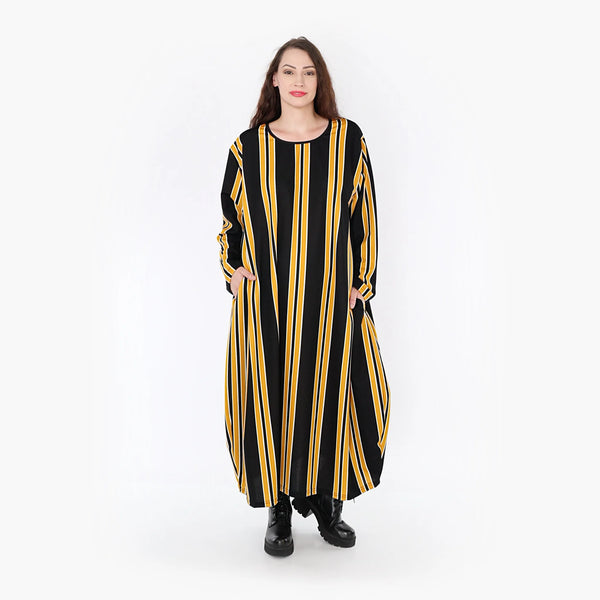  Ballonkleid von AKH Fashion aus Materialmix, 1331.01926, Gelb-Schwarz-Weiß, Schick