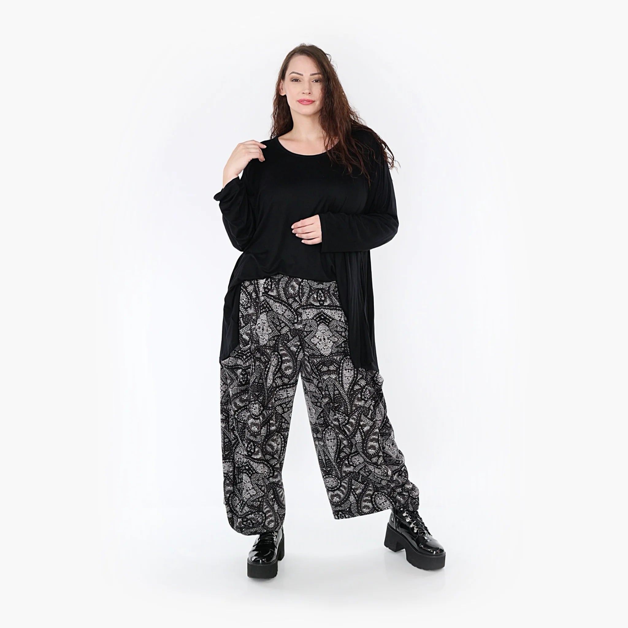  Ballonhose von AKH Fashion aus Materialmix, 1332.08069, Grau-Schwarz, Schick, Modern