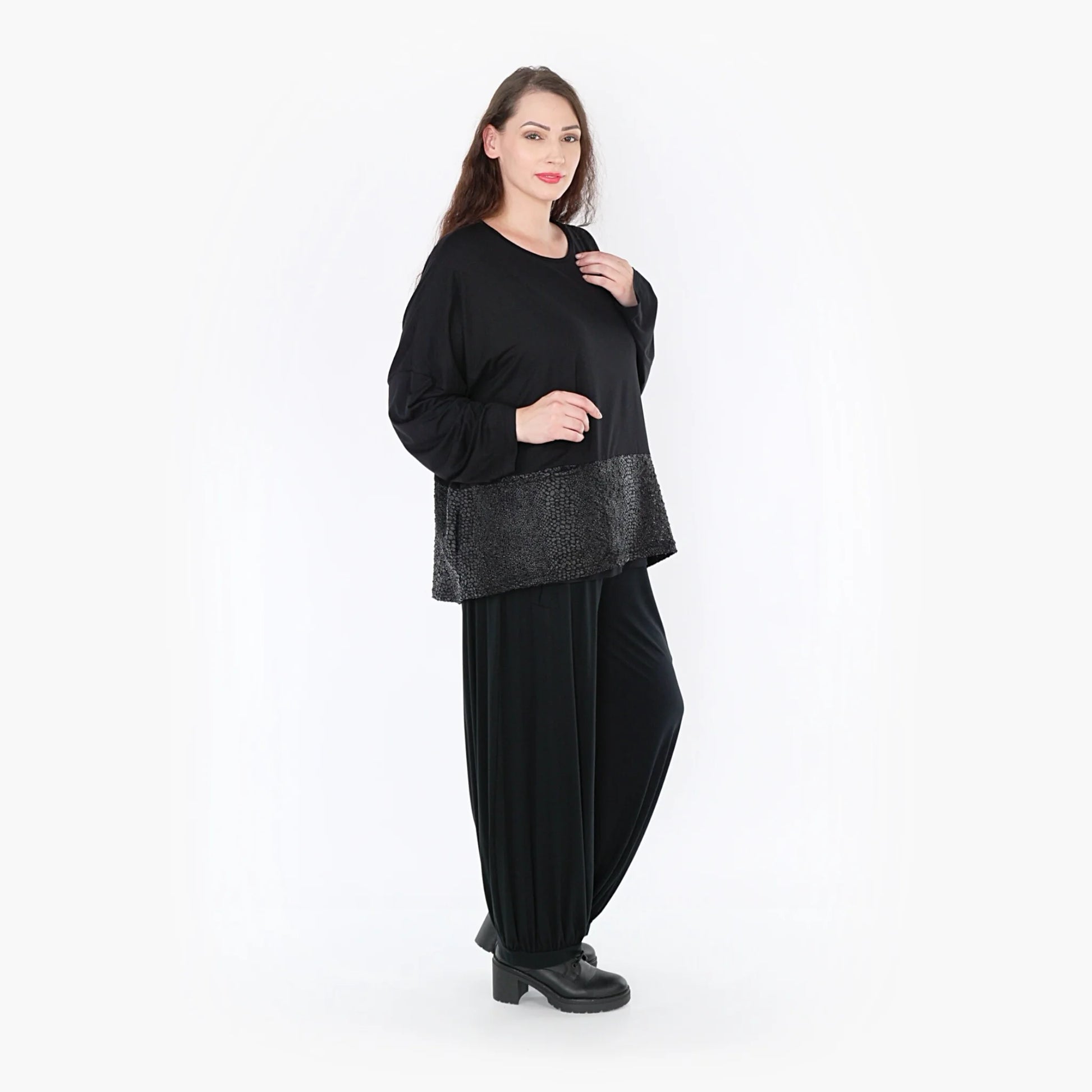  Bigshirt von AKH Fashion aus Viskose in kastiger Form, 1339.06888, Schwarz, Schick, Modern