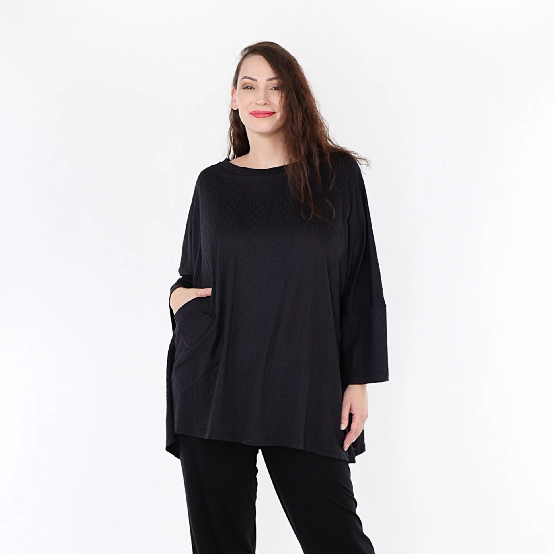  A-Form Bigshirt von AKH Fashion aus Viskose, 1340.06973, Schwarz, Unifarben, Schick, Modern