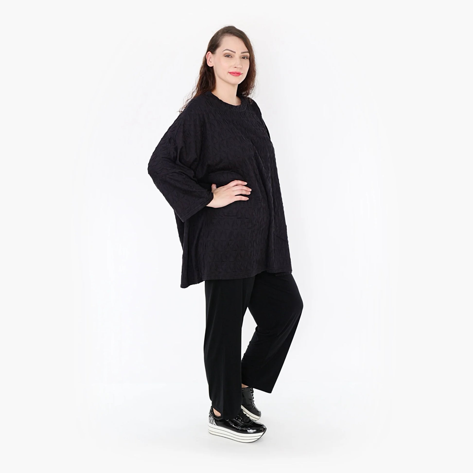  A-Form Bigshirt von AKH Fashion aus Viskose, 1341.06973, Schwarz, Unifarben, Schick, Modern