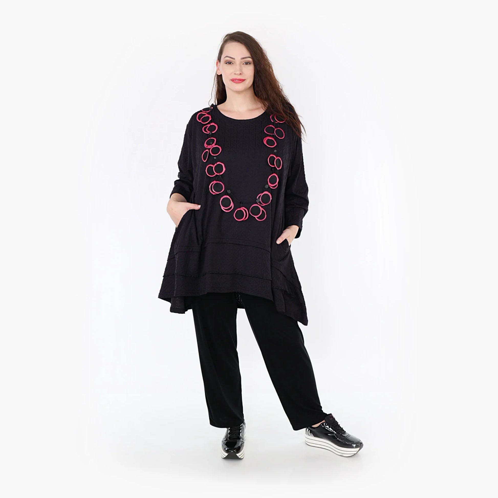  A-Form Shirt von AKH Fashion aus Viskose, 1342.06976, Schwarz, Unifarben, Schick, Modern