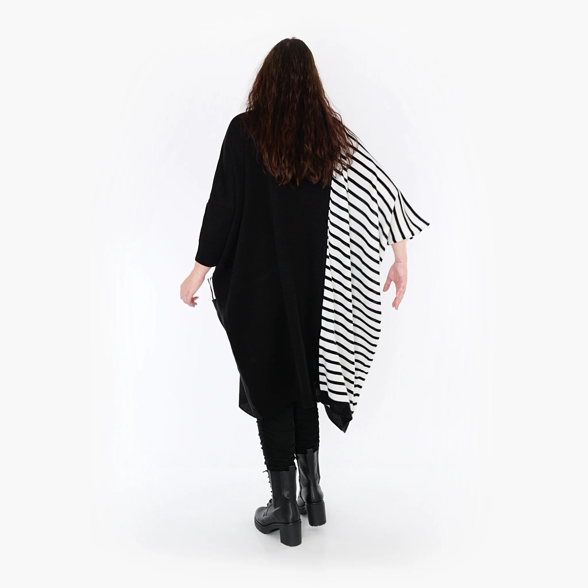  AKH Fashion Kleid in gerader Form, aus Baumwolle, 1343.02325, Schwarz, Blockstreifen