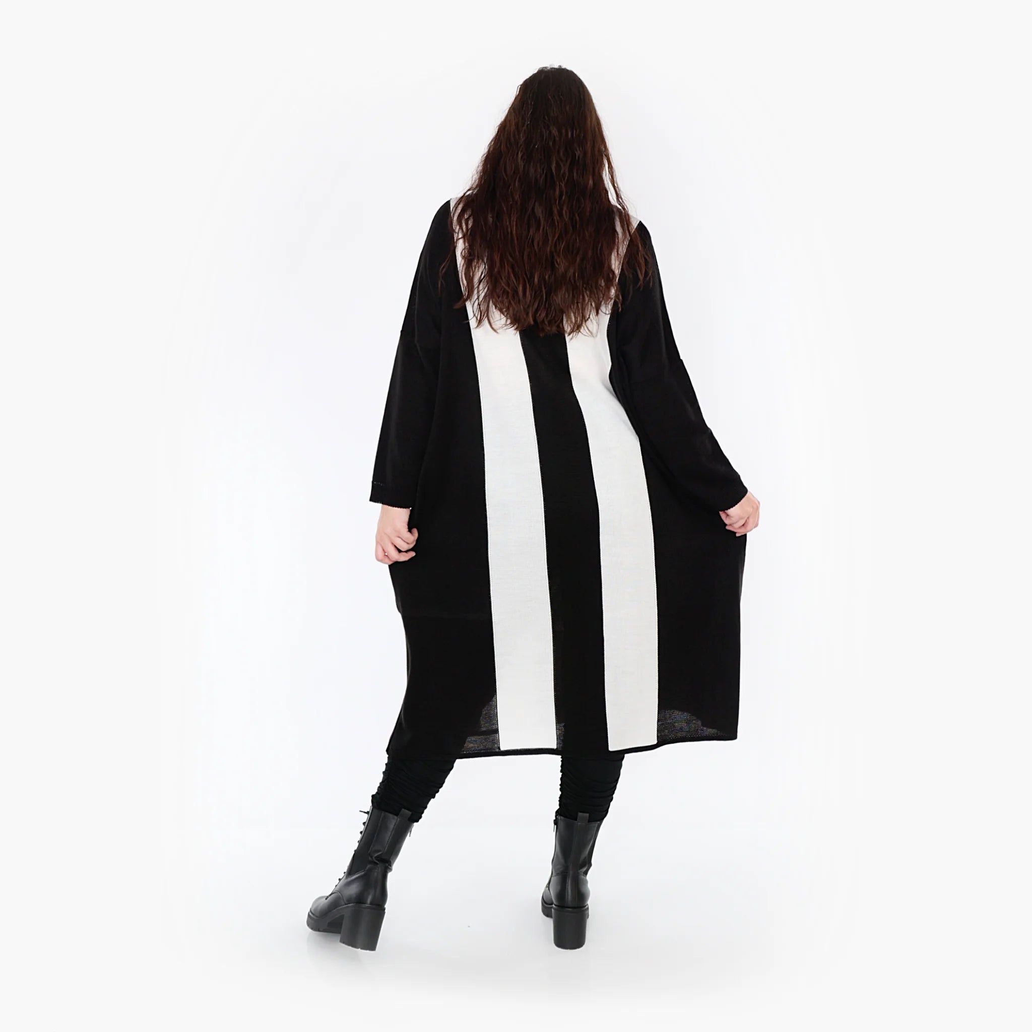  Ballonkleid von AKH Fashion aus Baumwolle, 1343.02327, Schwarz, Blockstreifen, Schick