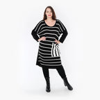  AKH Fashion Kleid in gerader Form, aus Baumwolle, 1343.02328, Schwarz-Weiß, Schick