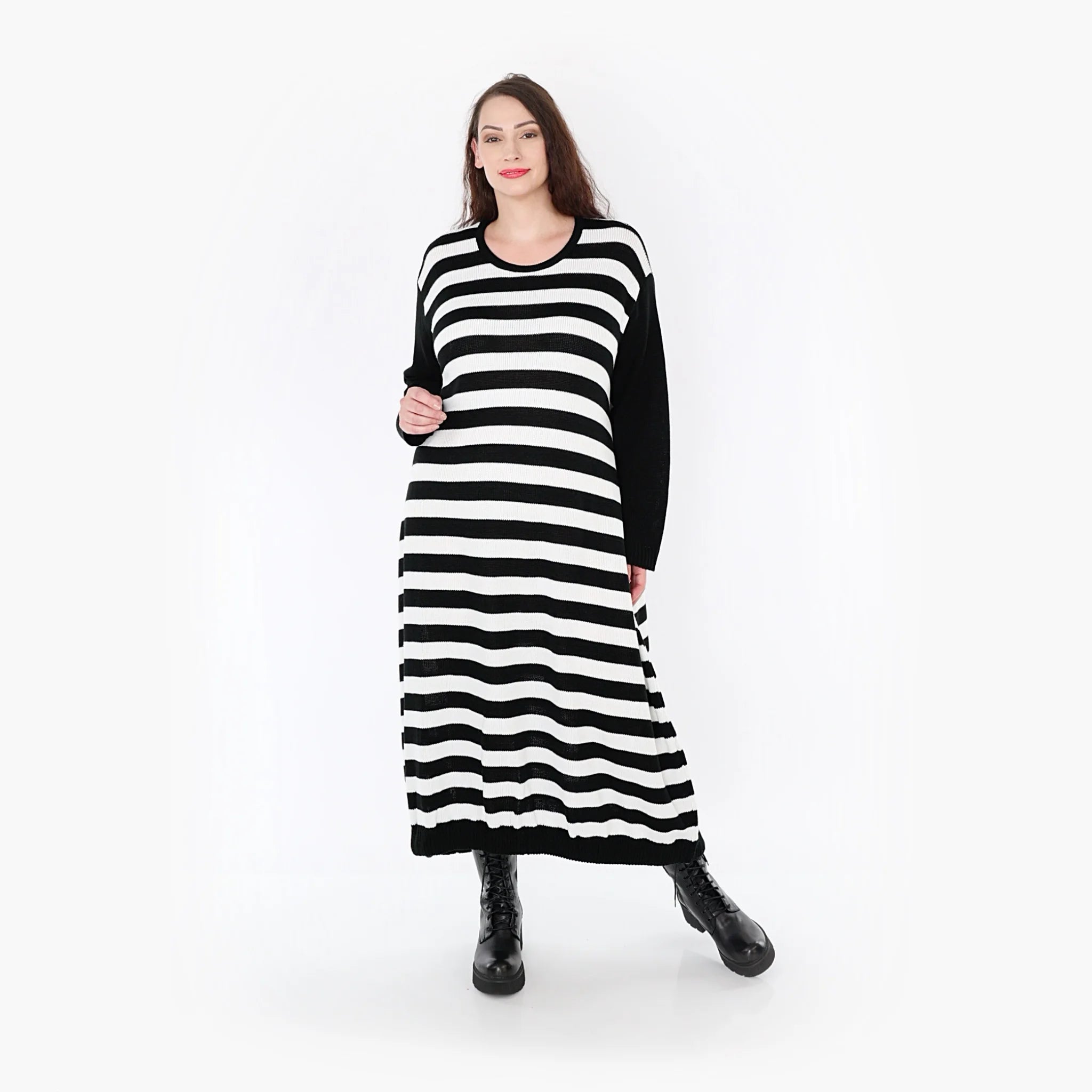  Ballonkleid von AKH Fashion aus Baumwolle, 1343.02344, Schwarz-Weiß, Schick, Modern