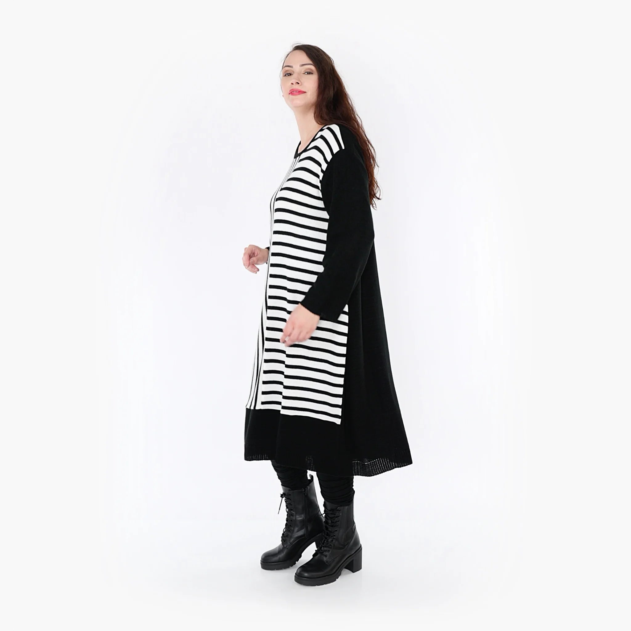  Ballonkleid von AKH Fashion aus Baumwolle, 1343.02346, Weiß-Schwarz, Schick, Modern