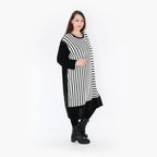  Ballonkleid von AKH Fashion aus Baumwolle, 1343.02346, Weiß-Schwarz, Schick, Modern