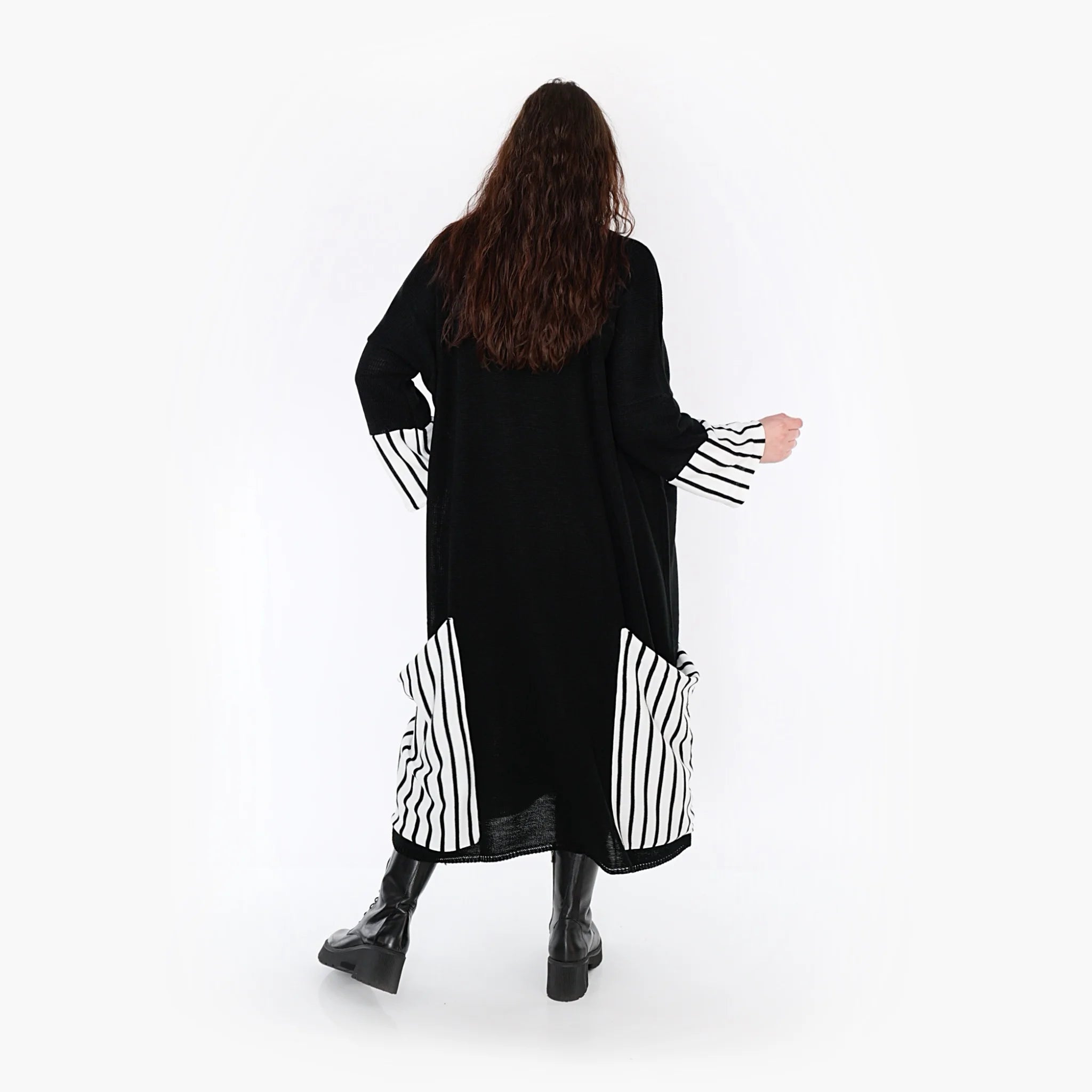  AKH Fashion Kleid in gerader Form, aus Baumwolle, 1343.02405, Schwarz-Weiß, Streifen