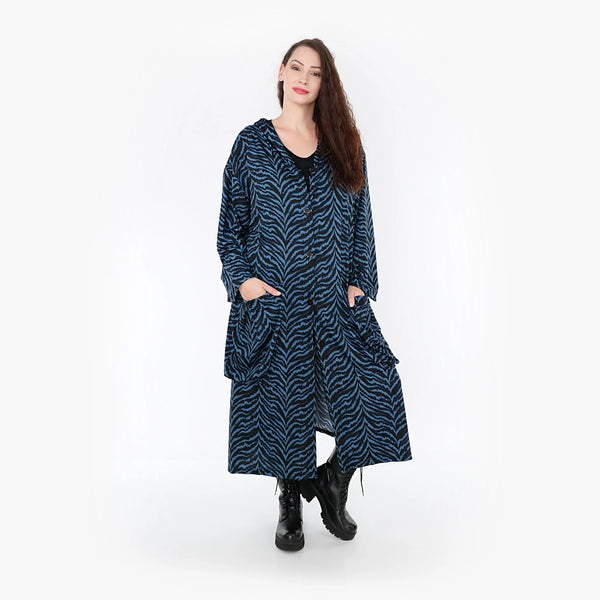  Ballonmantel von AKH Fashion aus Viskose, 1344.06976, Petrol-Schwarz, Schick, Modern