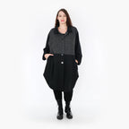  AKH Fashion Bluse in gerundeter Form, aus Materialmix, 1346.06881, Schwarz-Dunkelgrau