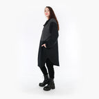  AKH Fashion Bluse in gerundeter Form, aus Materialmix, 1346.06881, Schwarz-Dunkelgrau
