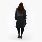  AKH Fashion Bluse in gerundeter Form, aus Materialmix, 1346.06881, Schwarz-Dunkelgrau