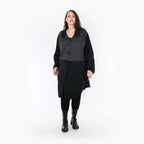  AKH Fashion Bluse in gerundeter Form, aus Materialmix, 1346.06881, Schwarz-Dunkelgrau