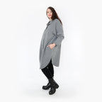  AKH Fashion Bluse in gerundeter Form, aus Materialmix, 1347.06881, Grau, Wellen, Schick