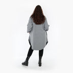  AKH Fashion Bluse in gerundeter Form, aus Materialmix, 1347.06881, Grau, Wellen, Schick