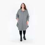  AKH Fashion Bluse in gerundeter Form, aus Materialmix, 1347.06881, Grau, Wellen, Schick