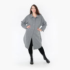 AKH Fashion Bluse in gerundeter Form, aus Materialmix, 1347.06881, Grau, Wellen, Schick
