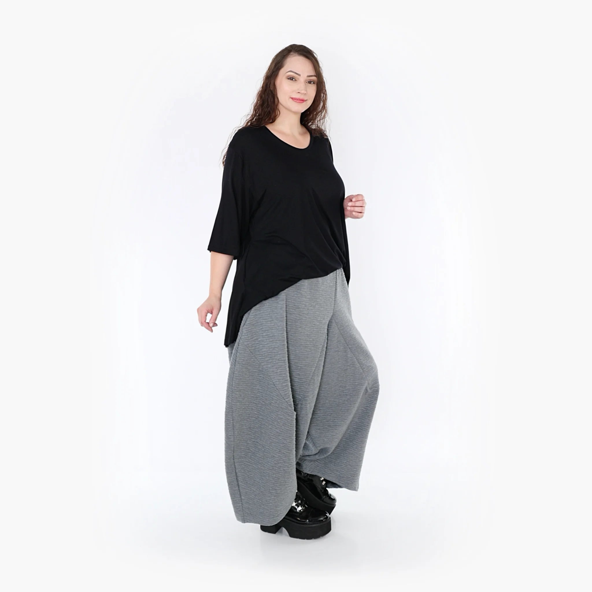  Haremshose von AKH Fashion aus Materialmix, 1347.06883, Grau, Wellen, Schick, Modern