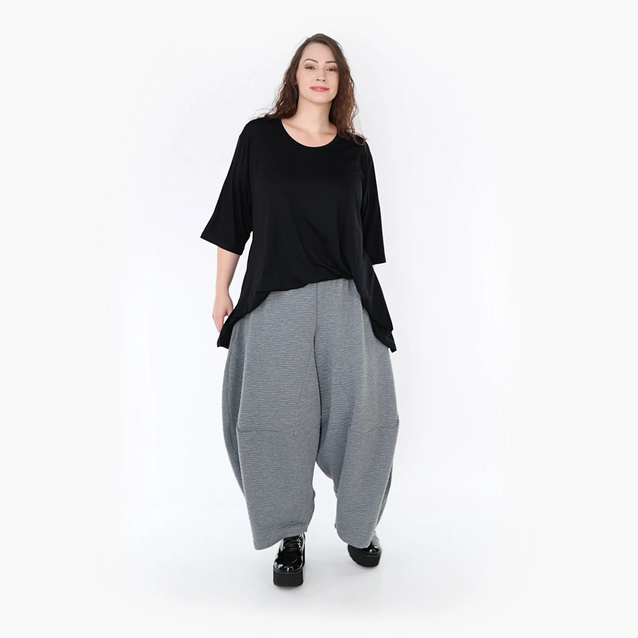  Haremshose von AKH Fashion aus Materialmix, 1347.06883, Grau, Wellen, Schick, Modern