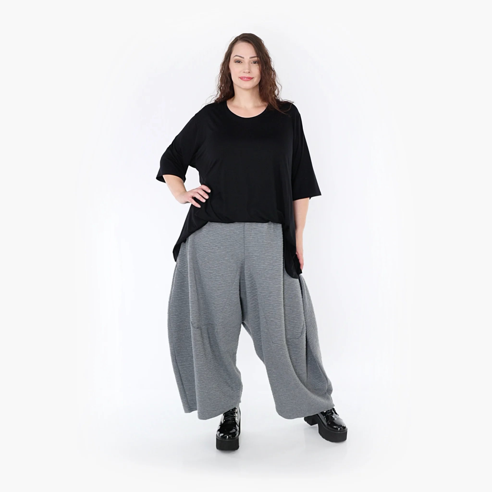  Haremshose von AKH Fashion aus Materialmix, 1347.06883, Grau, Wellen, Schick, Modern