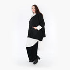  AKH Fashion Poncho in kastiger Form, aus Materialmix, 1347.06884, Schwarz, Wellen, Schick