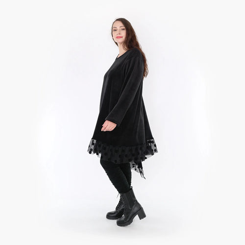  AKH Fashion Kleid in asymmetrischer Form, aus Polyester, 1348.06875, Schwarz, Schick