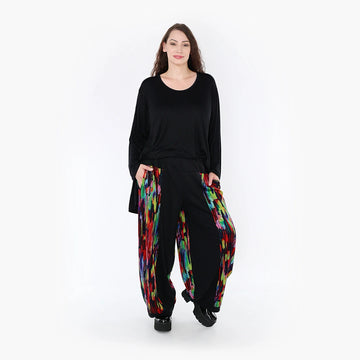  Ballonhose mit Pinselstrich-Muster in Schwarz-Multi aus weichem Viskose-Jersey für entspannten Look