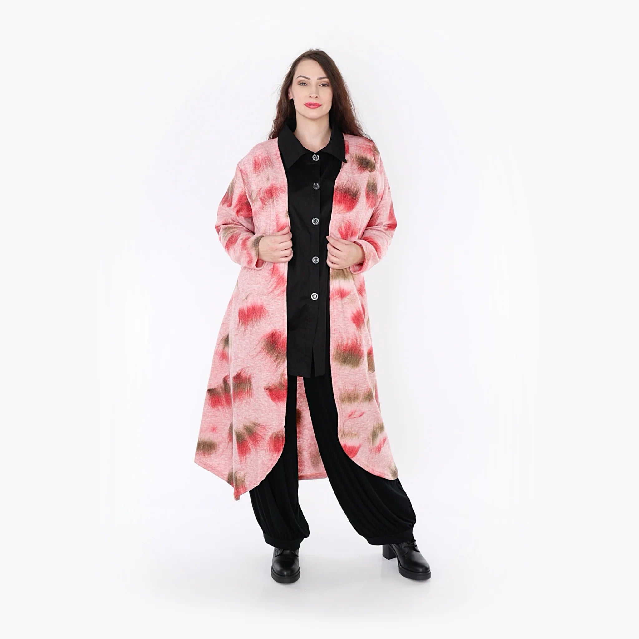  A-Form Jacke von AKH Fashion aus Materialmix, 1351.01717, Pink-Grün, Schick, Modern