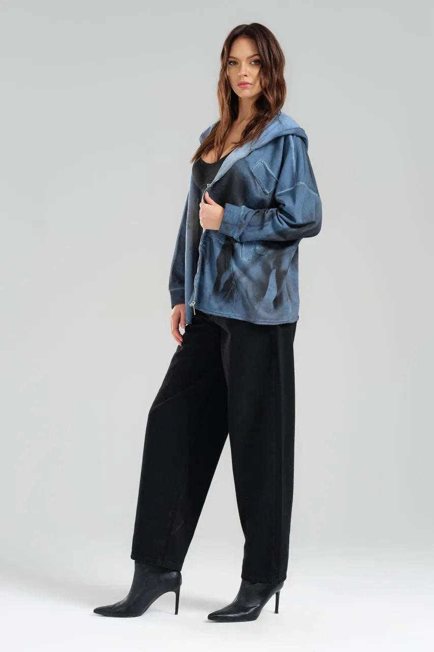  TW3 Pullover in kastiger Form, aus Baumwolle, 1047, Blau, Schick, Modern, Ausgefallen