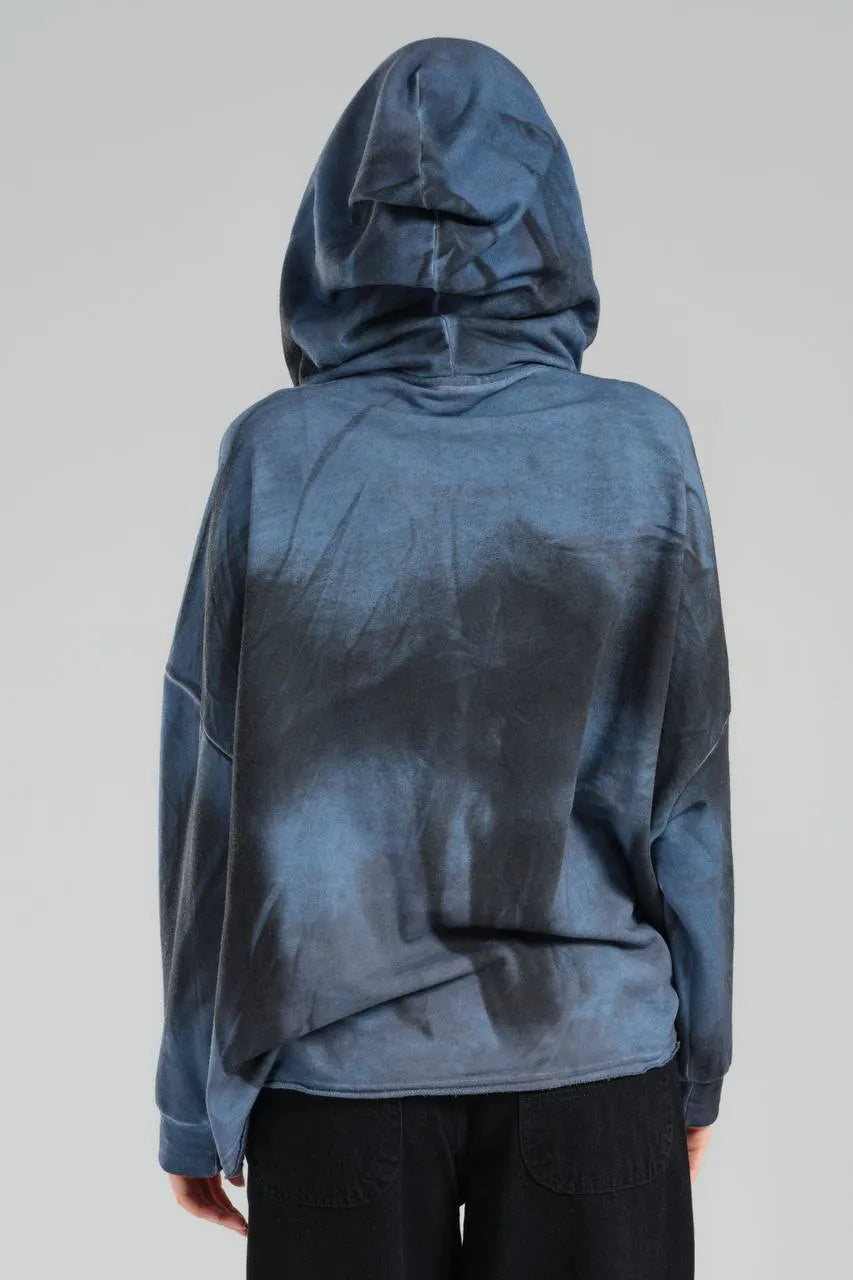  TW3 Pullover in kastiger Form, aus Baumwolle, 1047, Blau, Schick, Modern, Ausgefallen