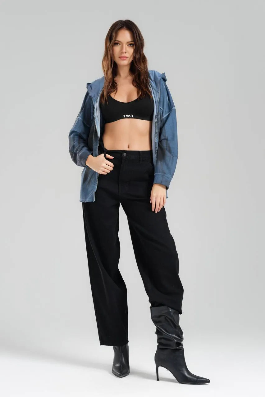  TW3 Pullover in kastiger Form, aus Baumwolle, 1047, Blau, Schick, Modern, Ausgefallen